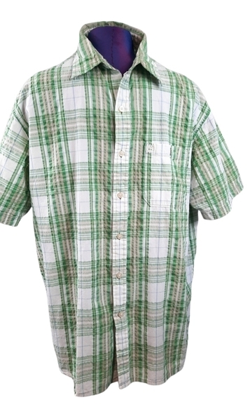 EUC Men's Timberland Textureed Short‎ Sleeve Button Down Plaid Sz XL Men's Shirt - Picture 1 of 8
